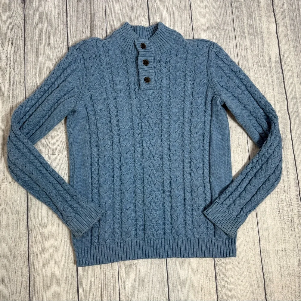Gymboree Boys Blue Cable Knit Henley Sweater Size 12